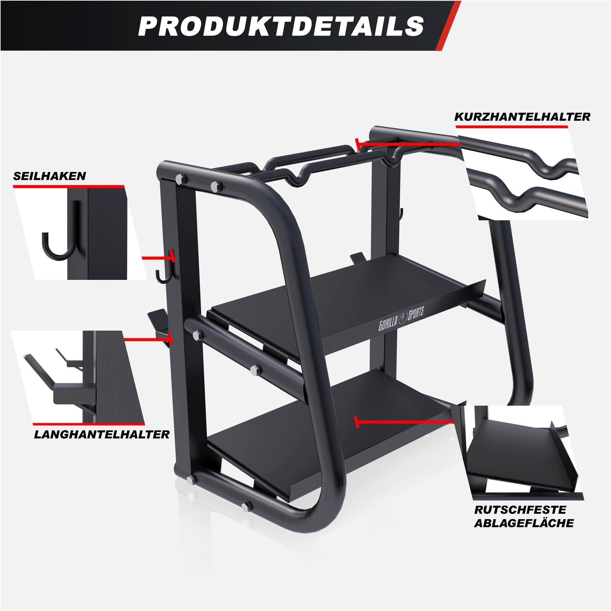 GORILLA SPORTS Kurzhantelständer Hantelständer - Multifunktional, (1-St)