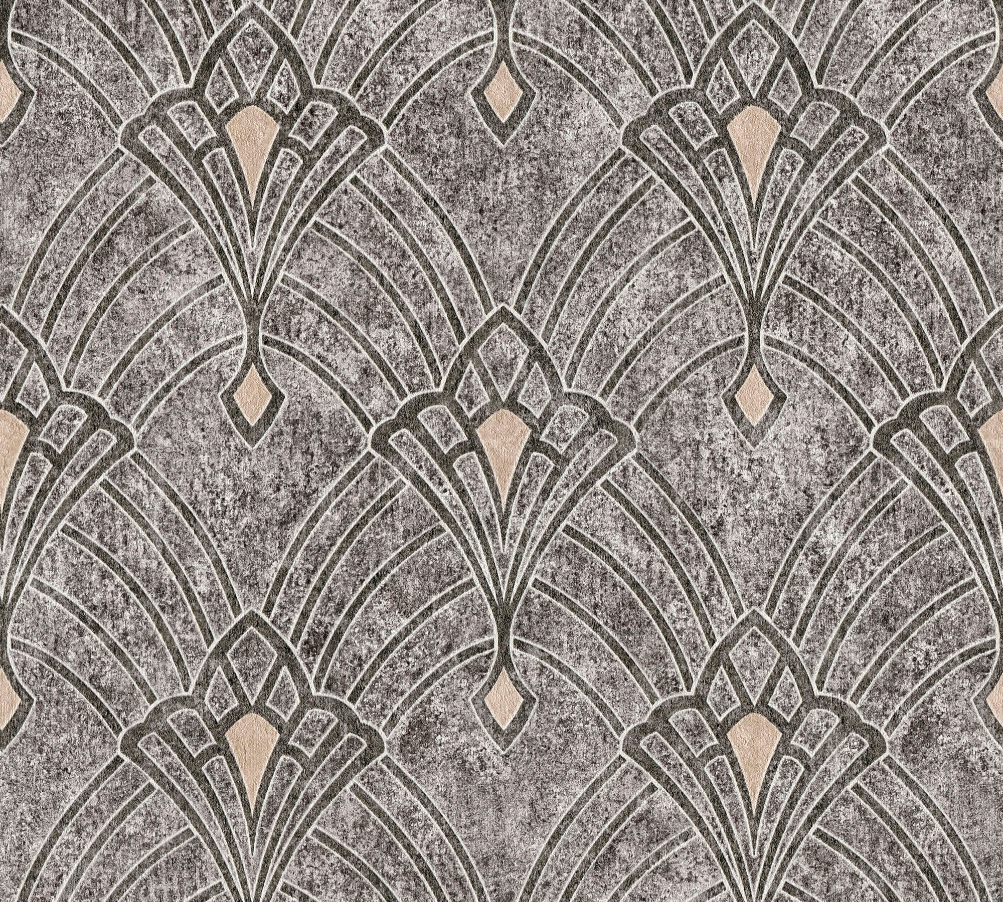 living walls Vliestapete Mata Hari, Barock, Orientalisch Tapete ornamental, schwarz/grau orientalisch, strukturiert