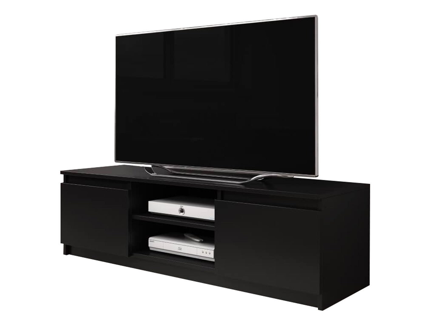 Feldmann-Wohnen Lowboard Dingo (2 Drehtüren, 2 offene Fächer, Kabeldurchführung, 1 St., moderne Optik, 2-türig), 120x38x35,5cm schwarz graphit 2-türig