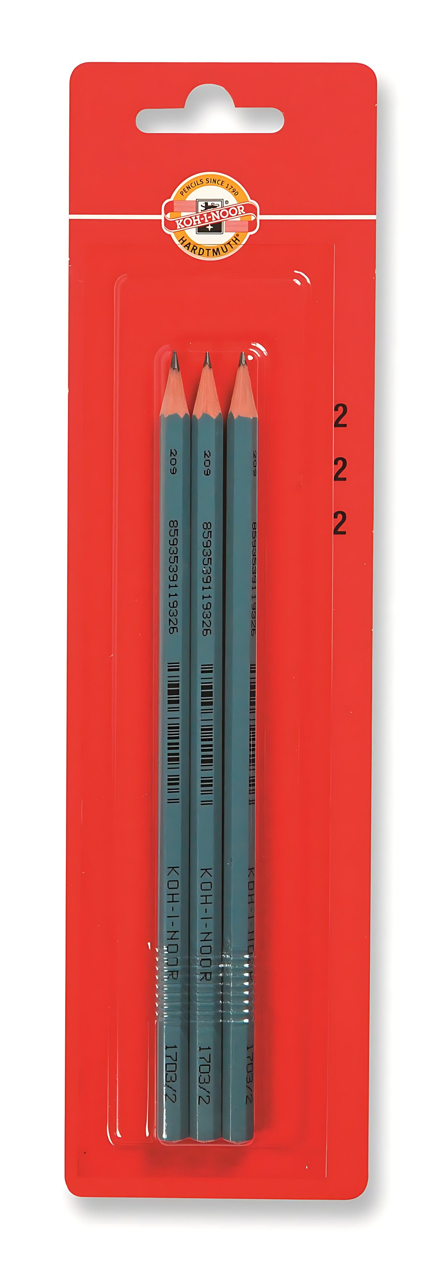 KOH-I-NOOR Bleistift KOH Bleistifte Schule Gradation Härtegrad 1,2,3 3er