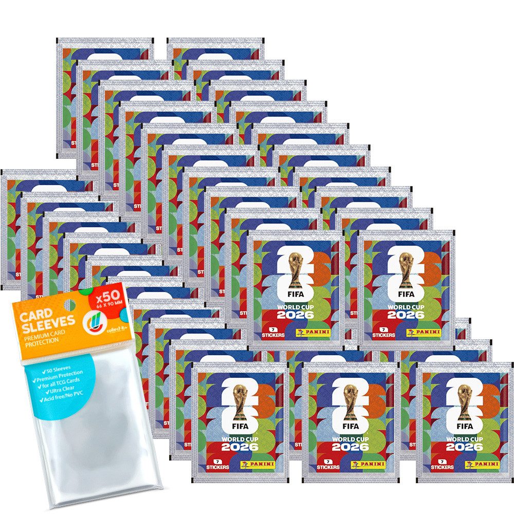 Panini Sammelkarte Bundle World Cup 2026 Sticker 50 Tüten + Exklusive Collect-it Hüllen