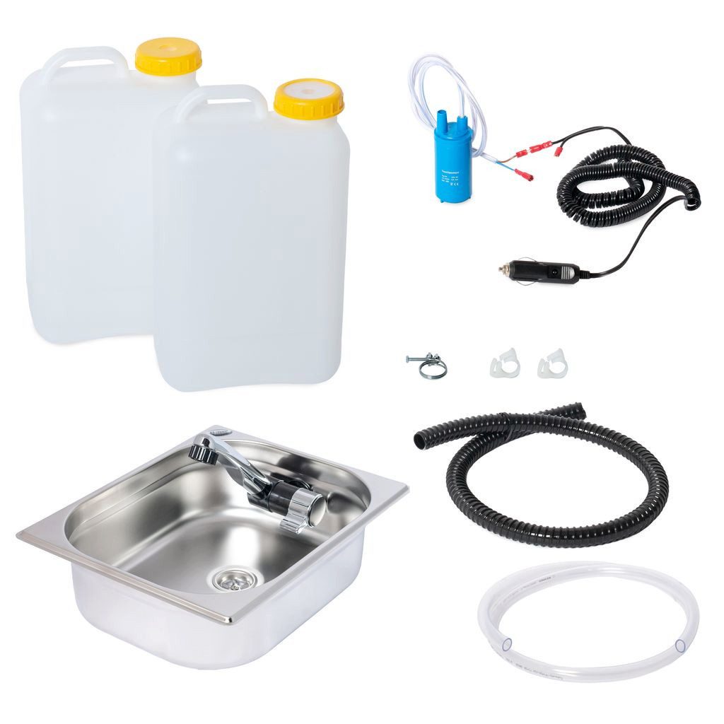 ad-ideen Waschbecken 12V Camping Spüle Bausatz 325x265x100mm Integ. 19L T4 T5 T6