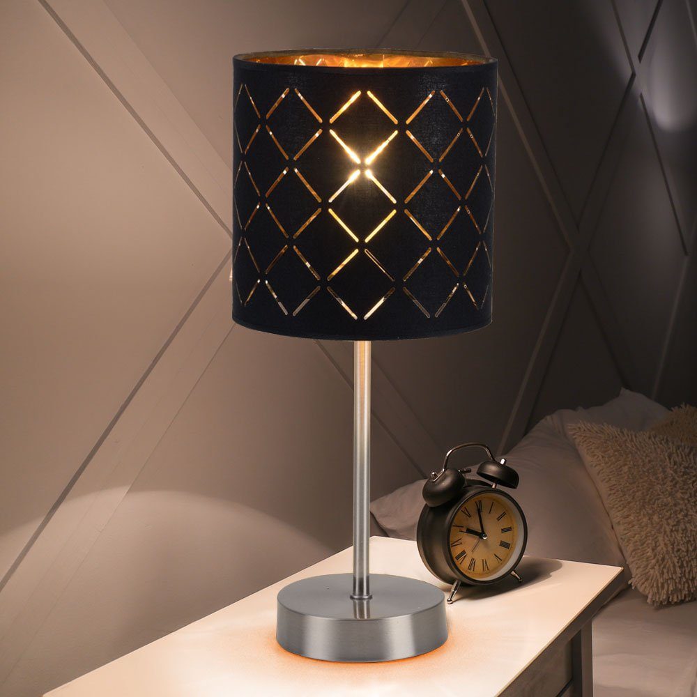 etc-shop Tischleuchte, Leuchtmittel nicht inklusive, Design Tisch Lampe Schlaf Zimmer Strahler Schalter Textil Muster
