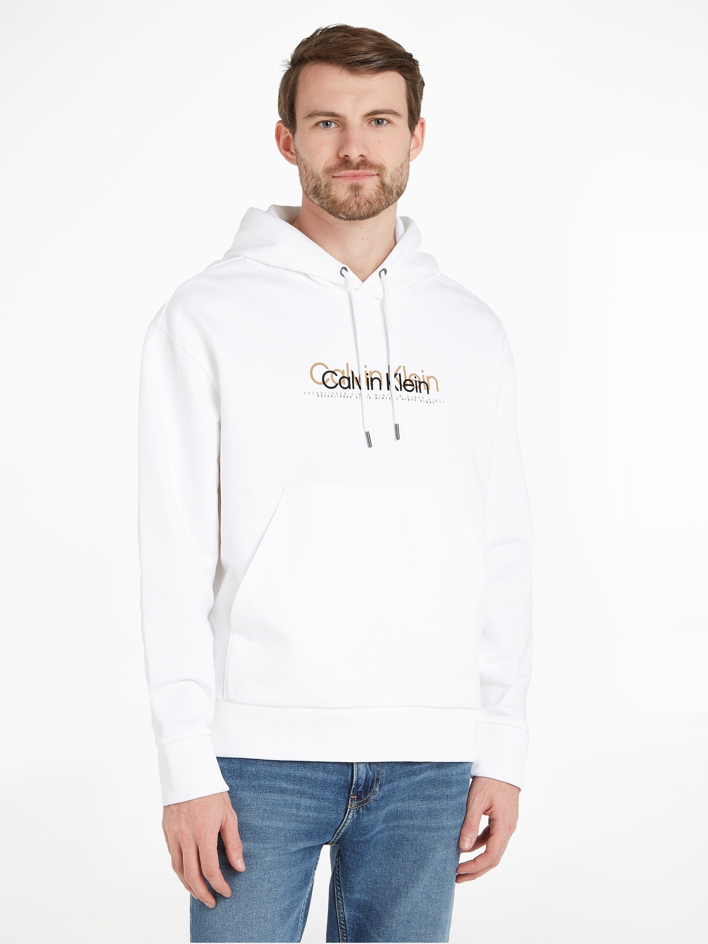 Calvin Klein Kapuzensweatshirt DOUBLE FLOCK LOGO HOODIE mit Markenlabel