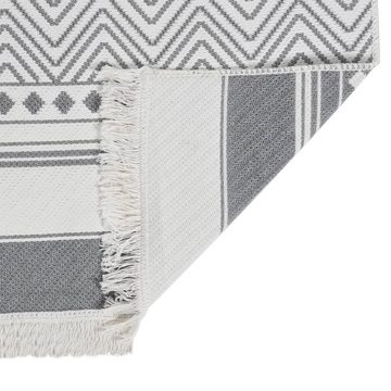 Teppich Teppich Grau und Weiß 120x180 cm Baumwolle, vidaXL, Rechteckig