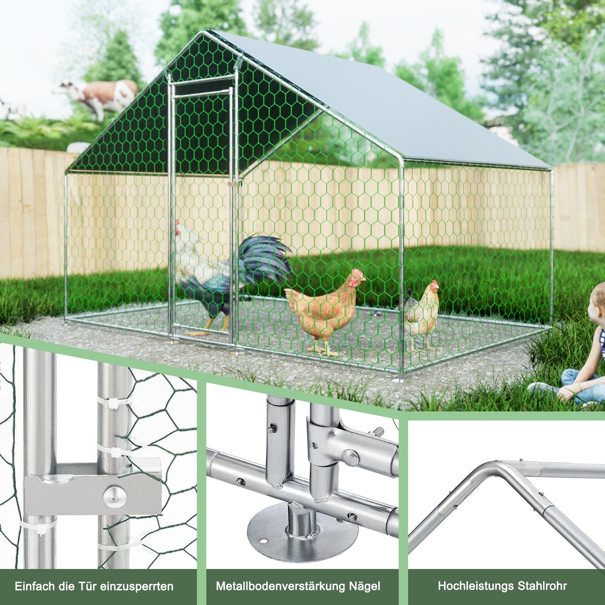 Thanaddo Hühnerstall Hühnerstall Freilaufgehege Außengehege