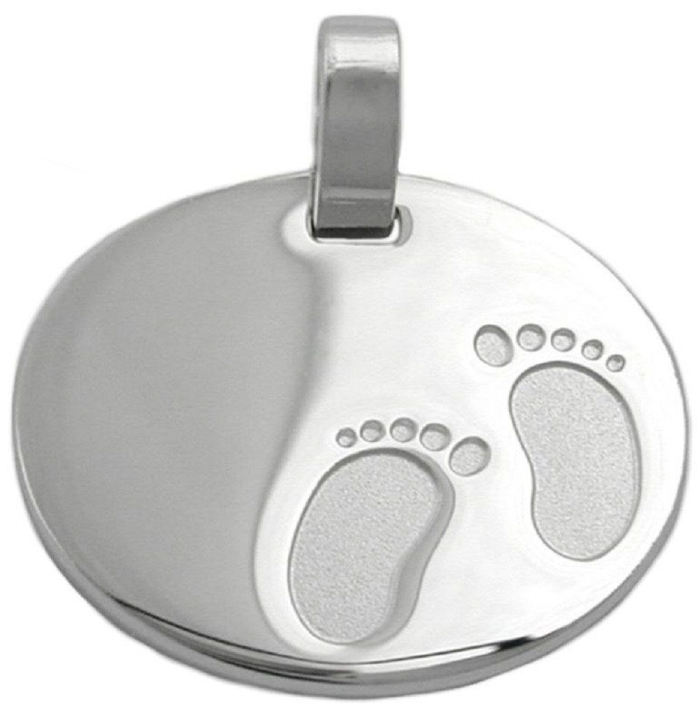 unbespielt Kettenanhänger Anhänger Gravuranhänger zur Geburt glänzend-matt 925 Silber 21 x 17 mm, Silberschmuck für Damen und Herren