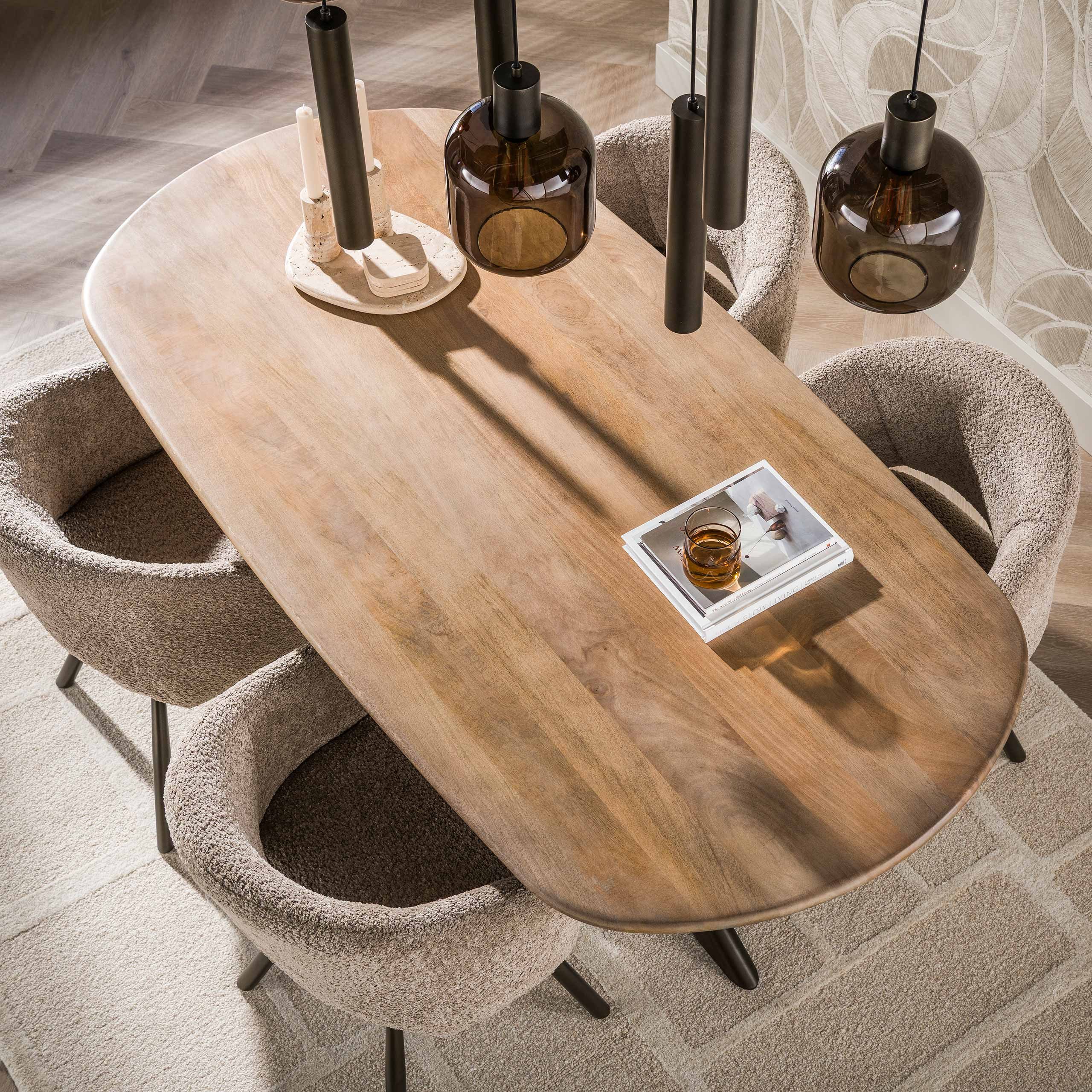 Maison ESTO Esstisch Esszimmertisch „Nordwood Oval“ Mangoholz mit Spinnenfuß 180 o. 215 cm (kein Set), In zwei Größen erhältlich