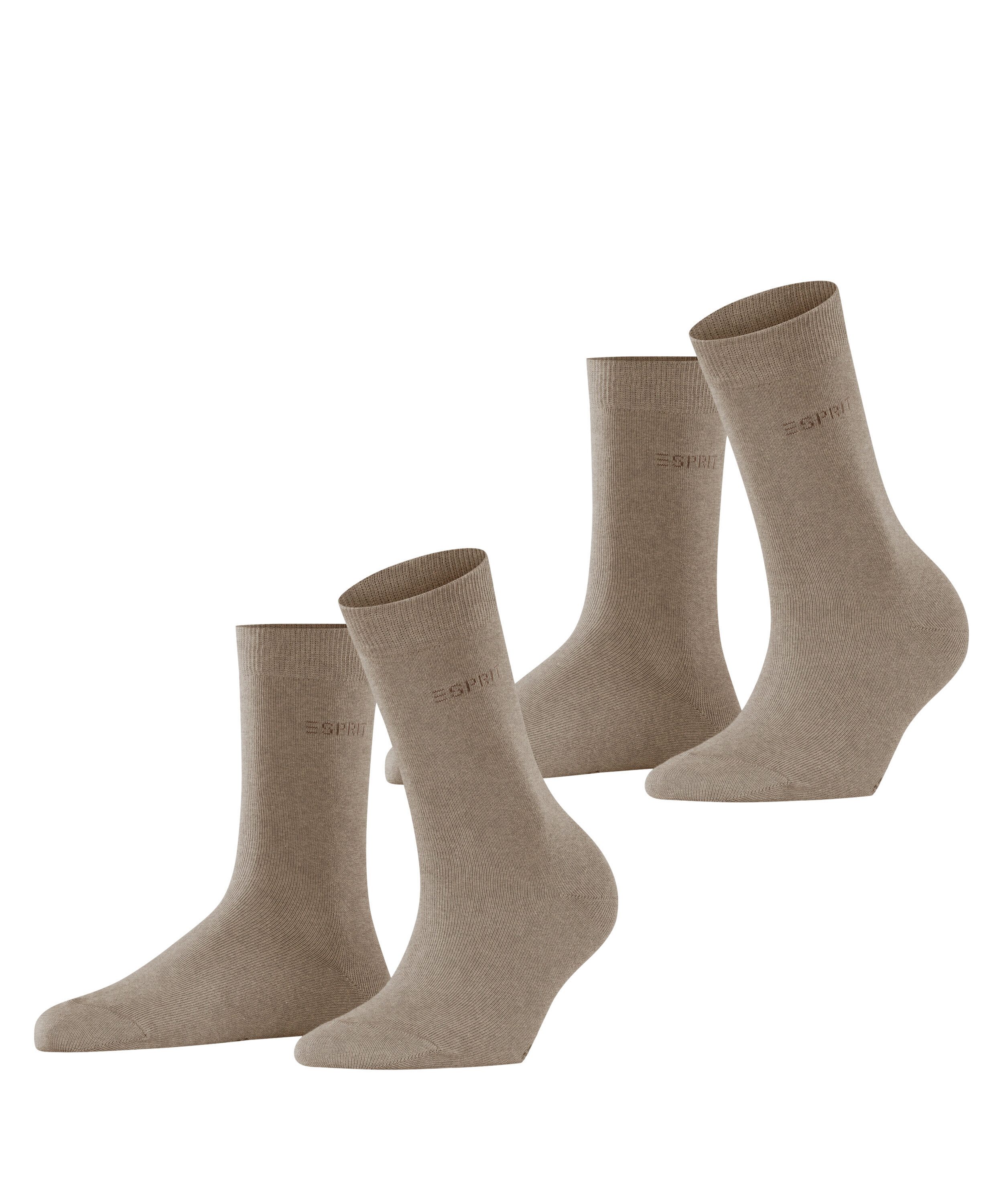 Esprit Socken Uni (2-Paar, 2 Paar) aus elastischem Material, atmungsaktiv, weich, hautfreundlich