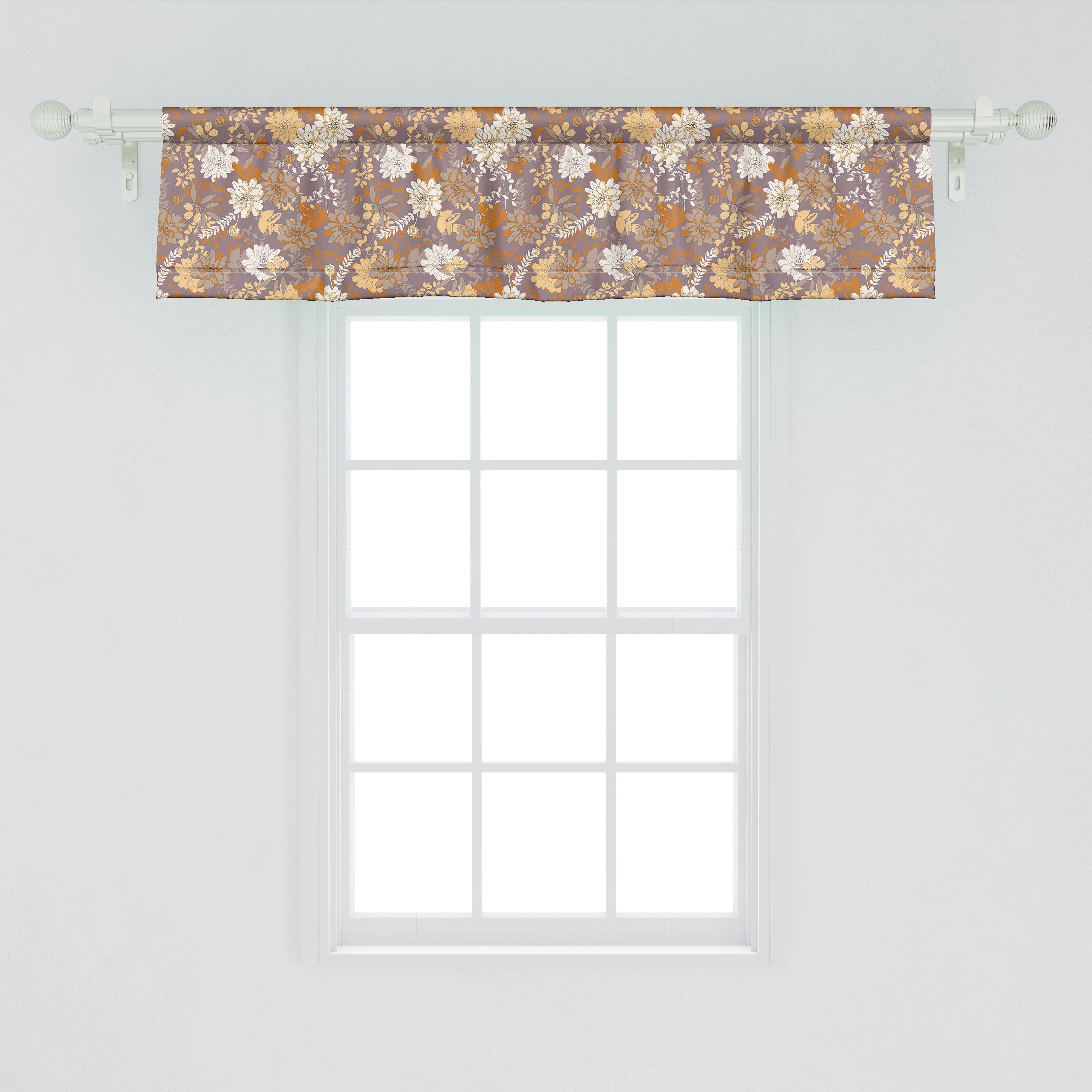 Scheibengardine Vorhang Blumen Blumen Stangentasche, und für Dekor Volant Abakuhaus, Microfaser, mit Küche Schlafzimmer Ölzweige