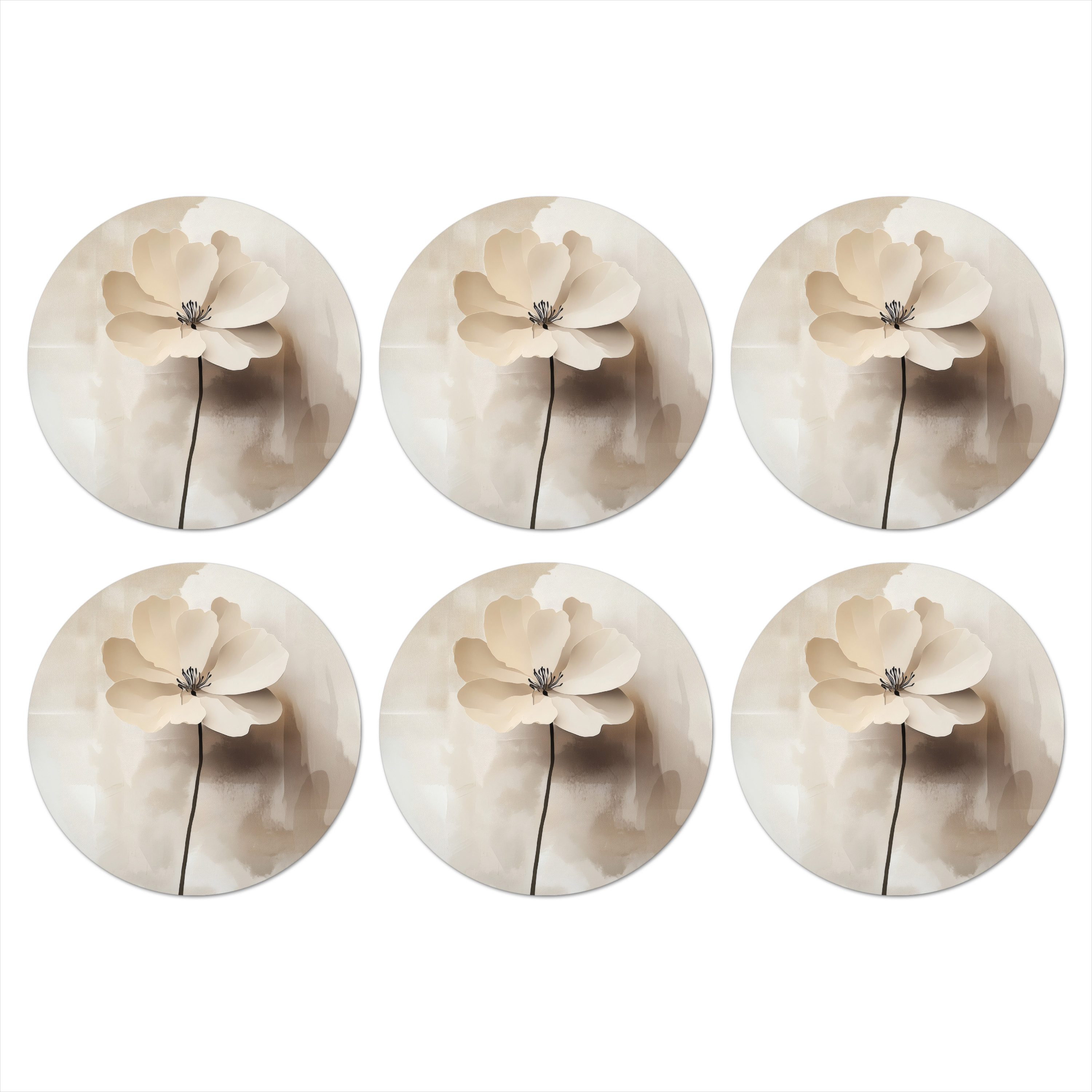Glasuntersetzer Blume - Beige - Farbe - Schatten