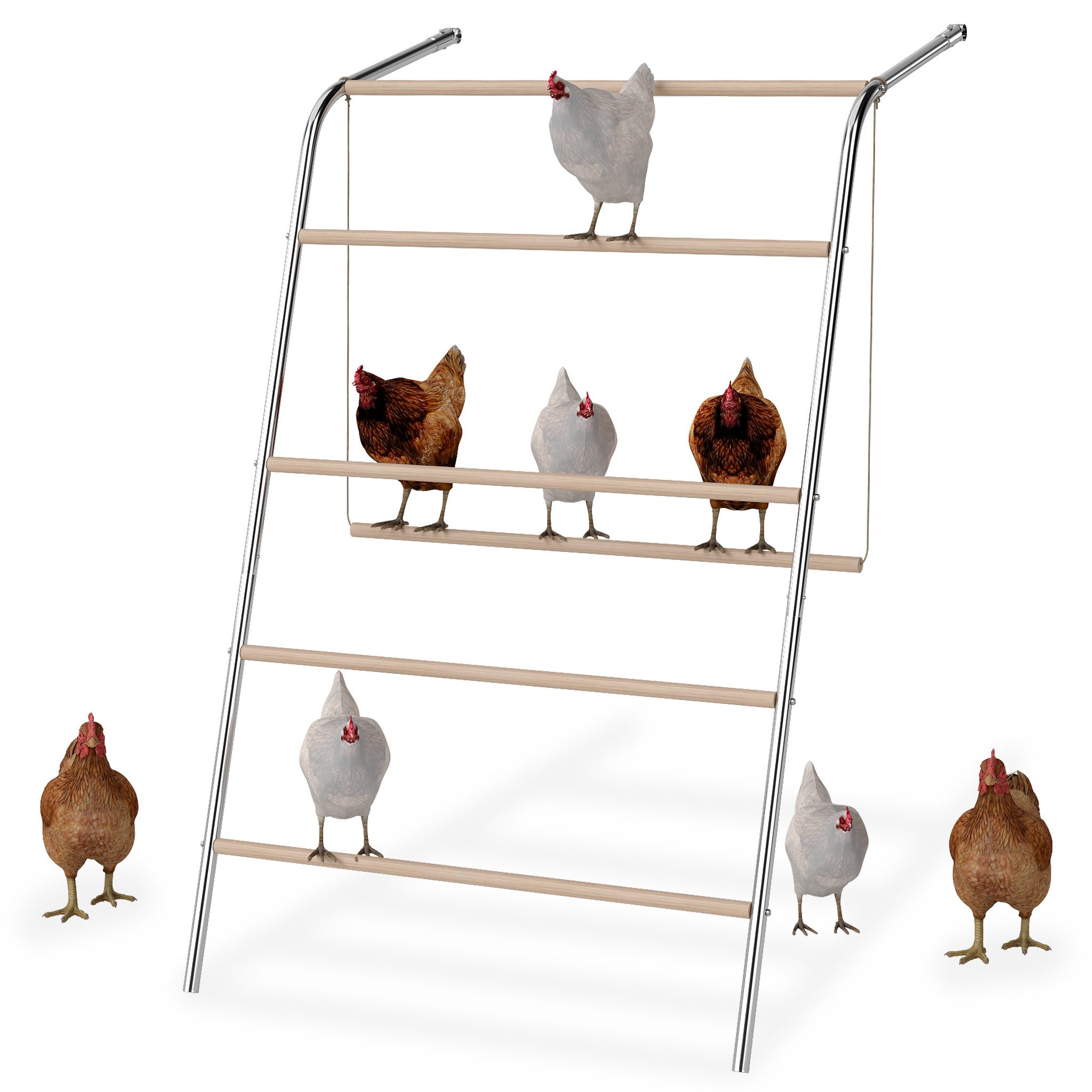 FIVMEN Hühnerstall Hühnerleiter 4 Ebenen Große Sitzstange für Hühner, 136x105cm