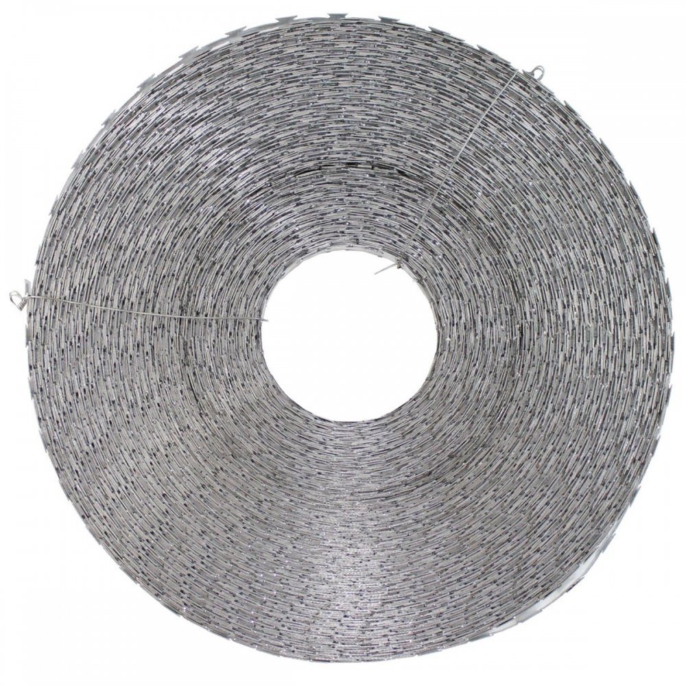 MFH Stacheldraht Band-Stacheldraht, Metall verzinkt, 120 m, Durchm. 30 cm