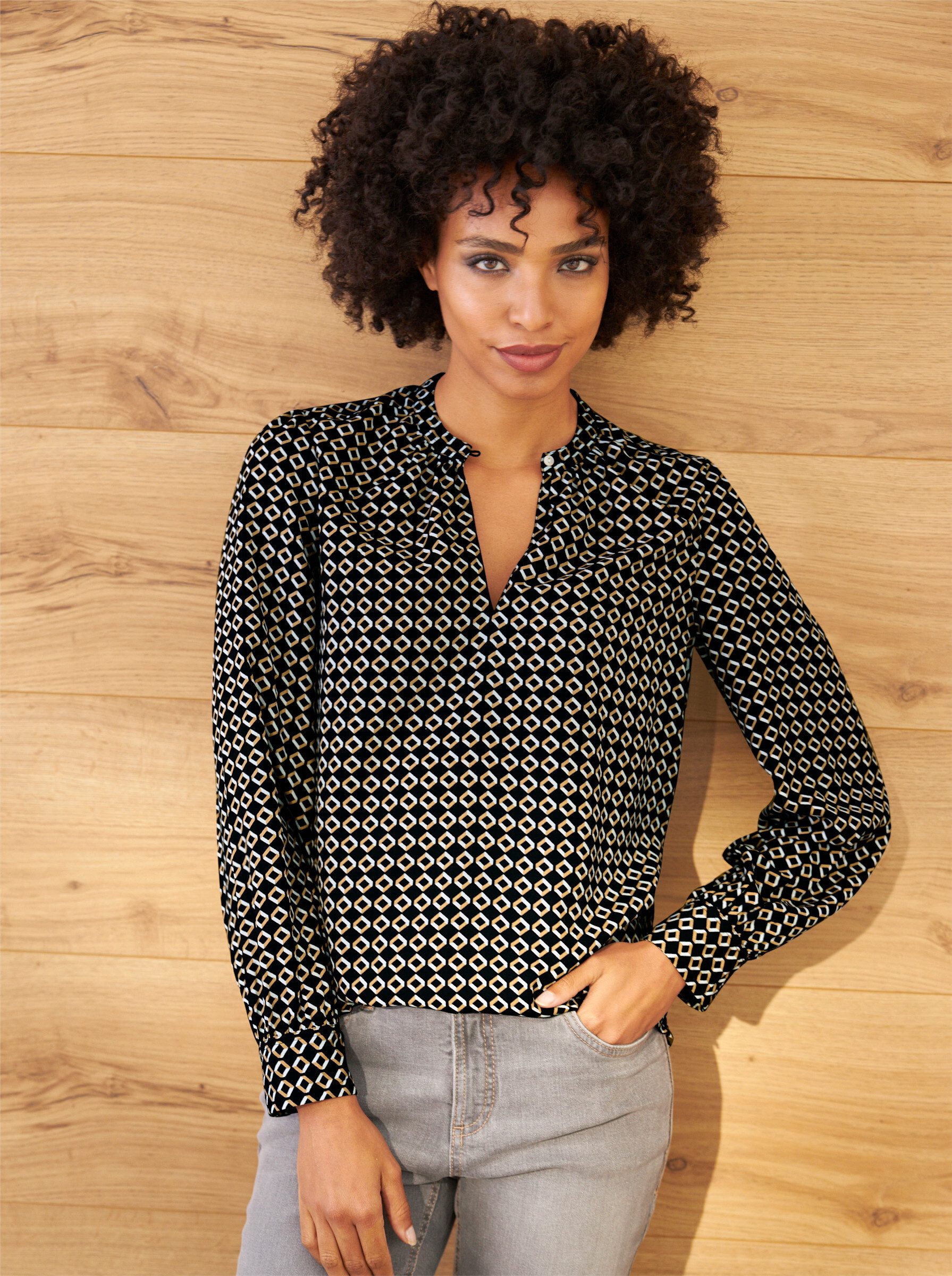 heine Klassische Bluse Druckbluse Langarm