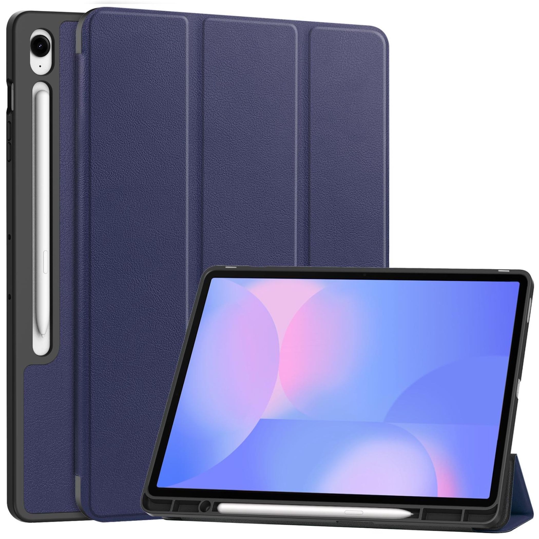 Wigento Tablet-Hülle Für Samsung Galaxy Tab S10 FE Plus 3folt Wake UP Tasche Hülle Blau, 3-Fach Halterung, Kratzfest, Leicht