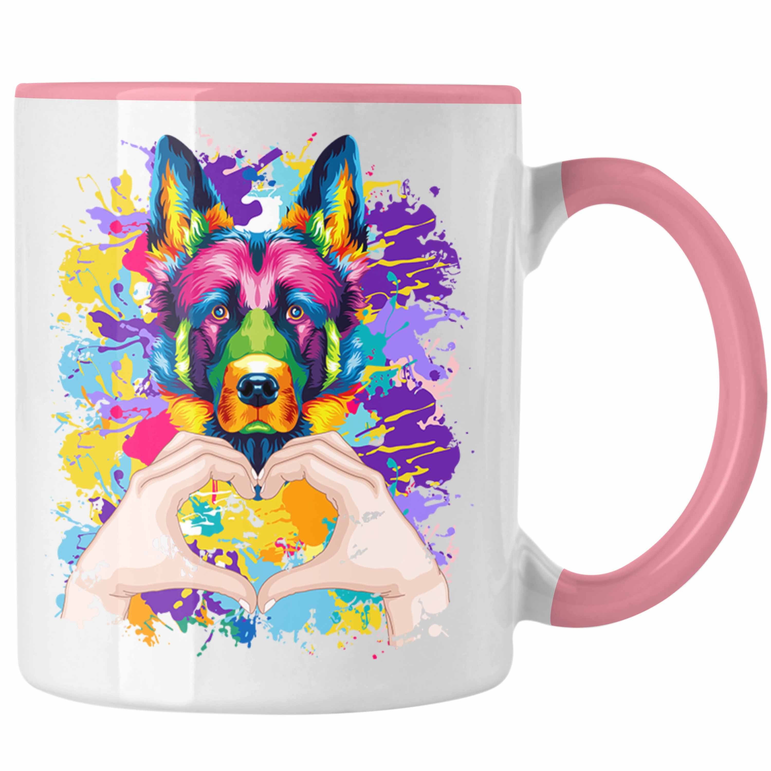 Schäferhund Tasse Geschen Farbe Lustiger Trendation Love Geschenk Besitzer Spruch Tasse Rosa