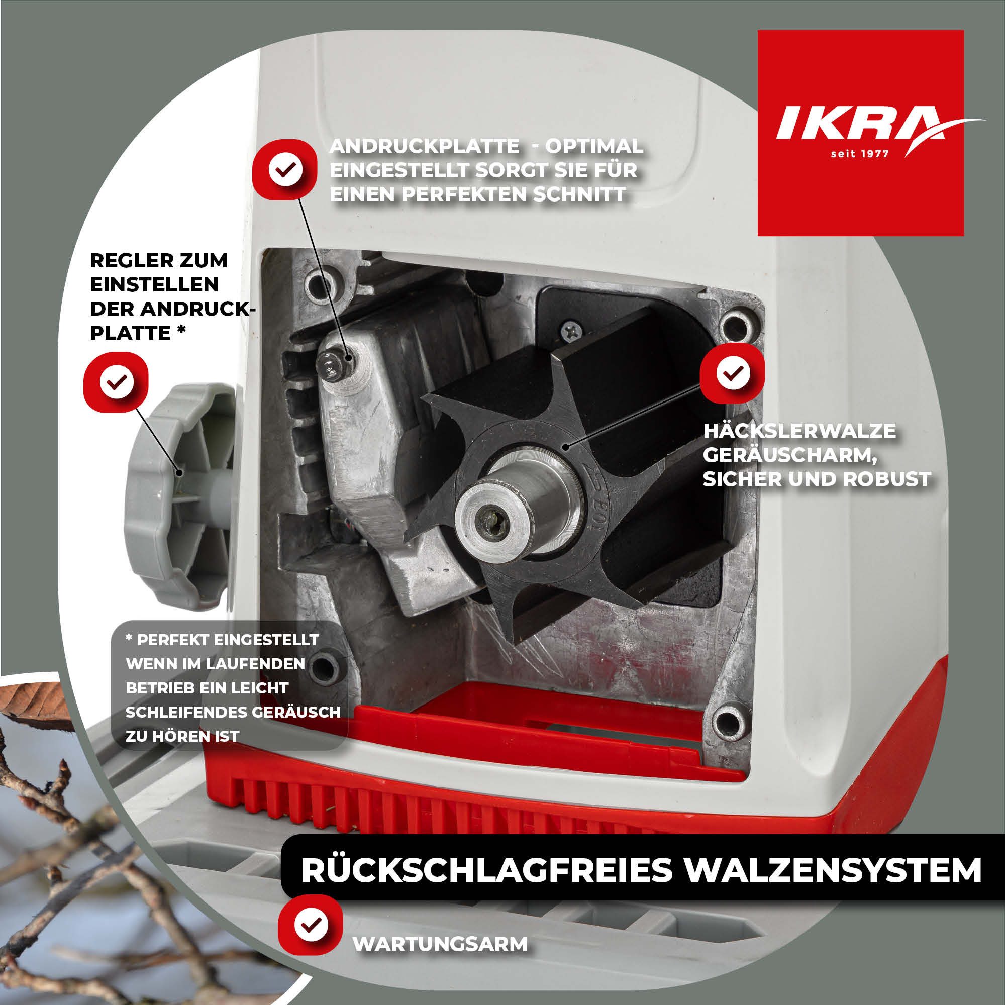 ikra GmbH Häcksler ILWH 3000, 4,5 cm max. Astdurchmesser, 3000 Watt, Walzentechnik, Siegel Blauer Engel – Bild 5 von 5