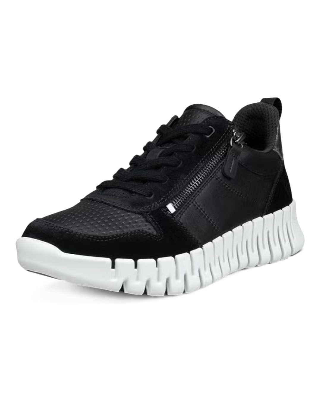 Ecco Gruuv Zip Lace (Premium-Leder) schwarz Damen Sneaker