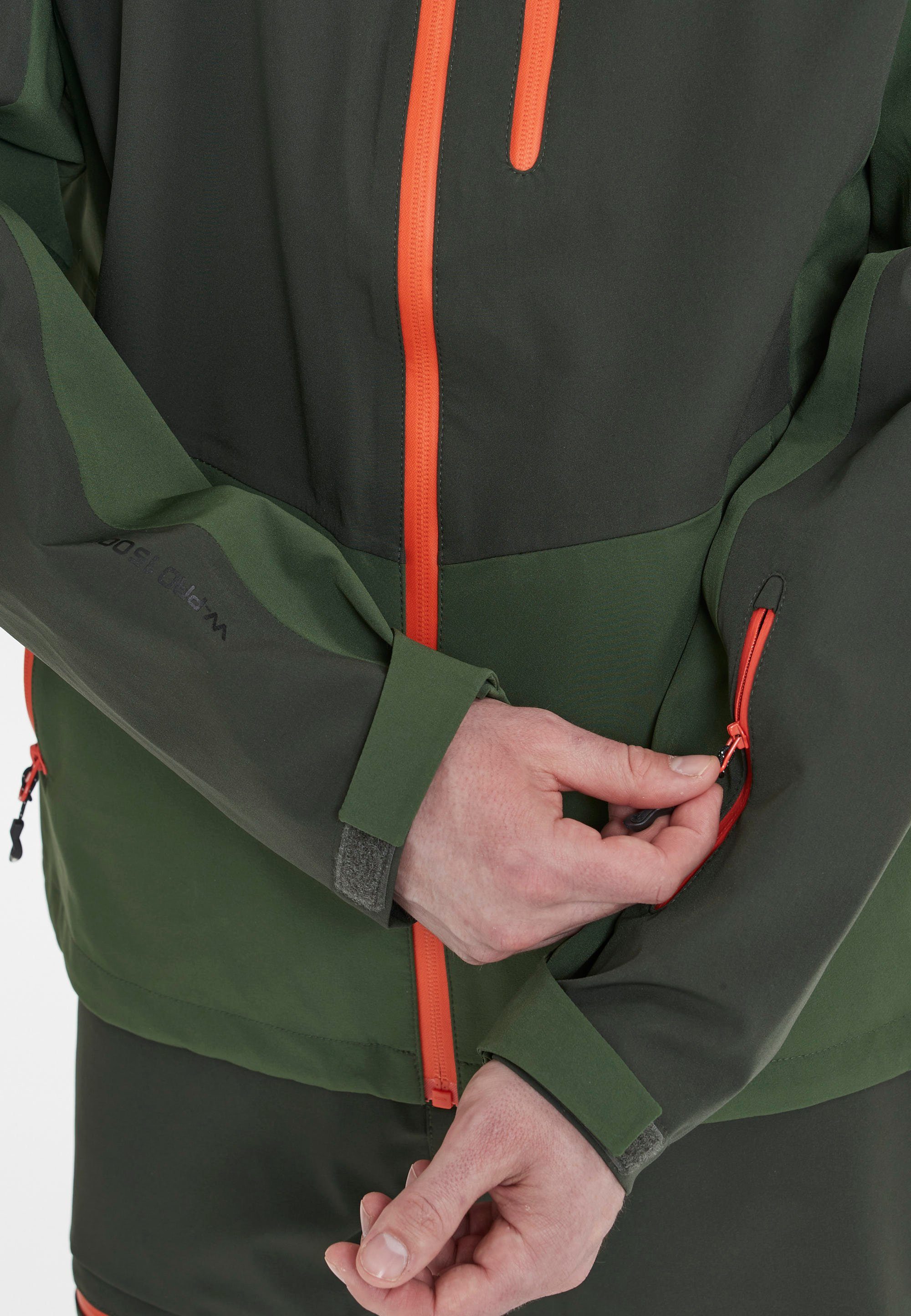 WHISTLER Skijacke Ellis dunkelgrau-grün mit verstellbarer Kapuze