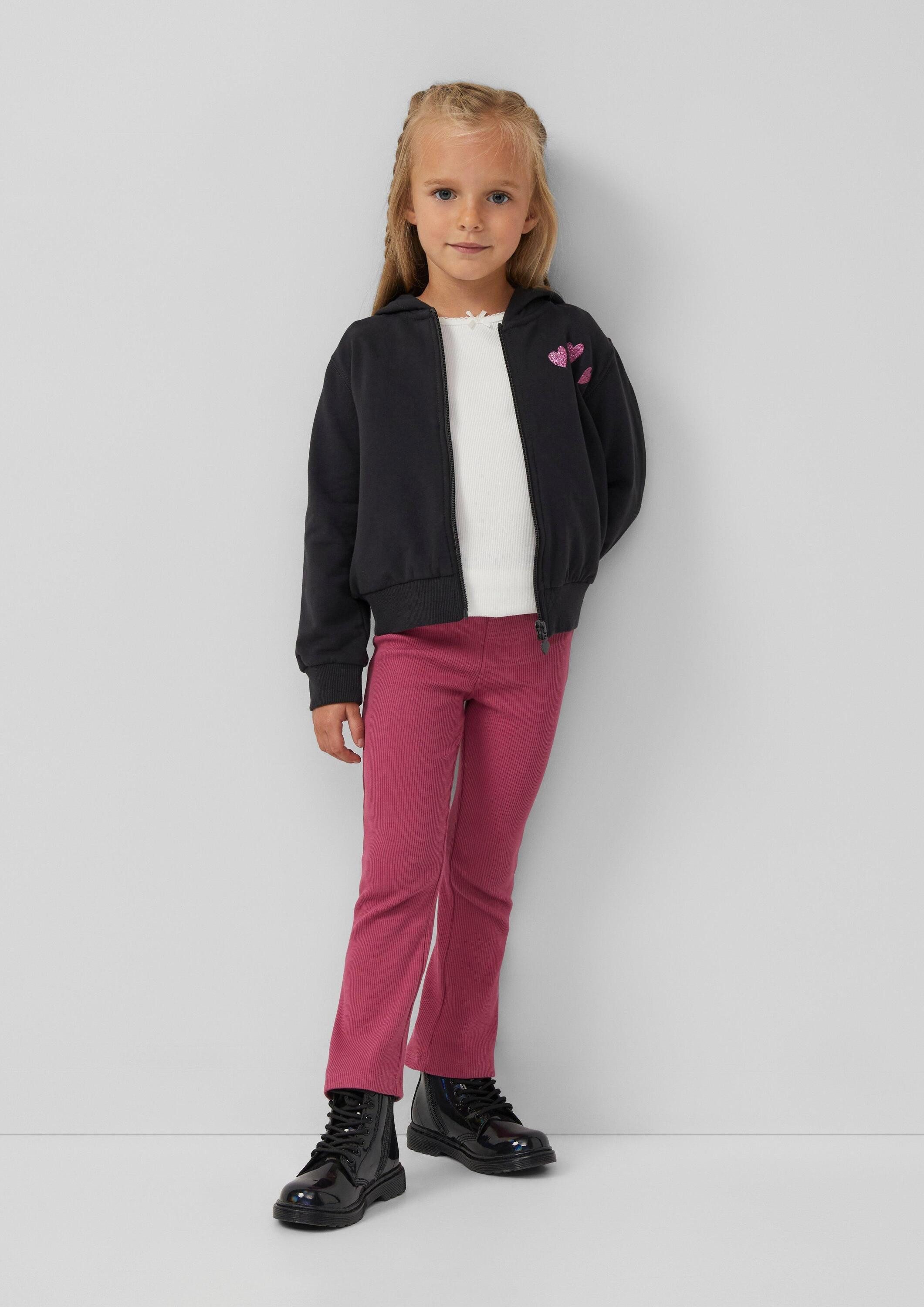 s.Oliver Sweatjacke Sweatshirt Jacke Kuschelige Sweatjacke mit glitzerndem Rückenprint