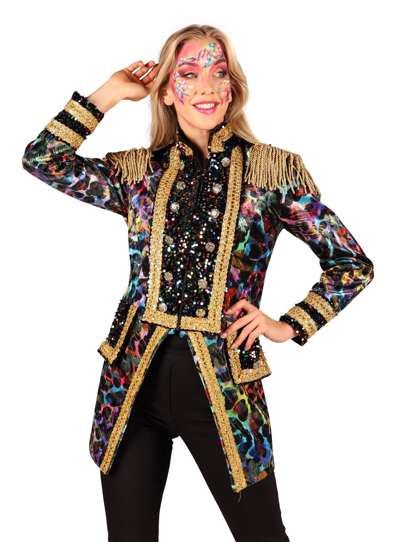 thetru Kostüm Karnevalsgarde Damenjacke neon-bunt, Hochwertige Uniformjacke günstig online kaufen