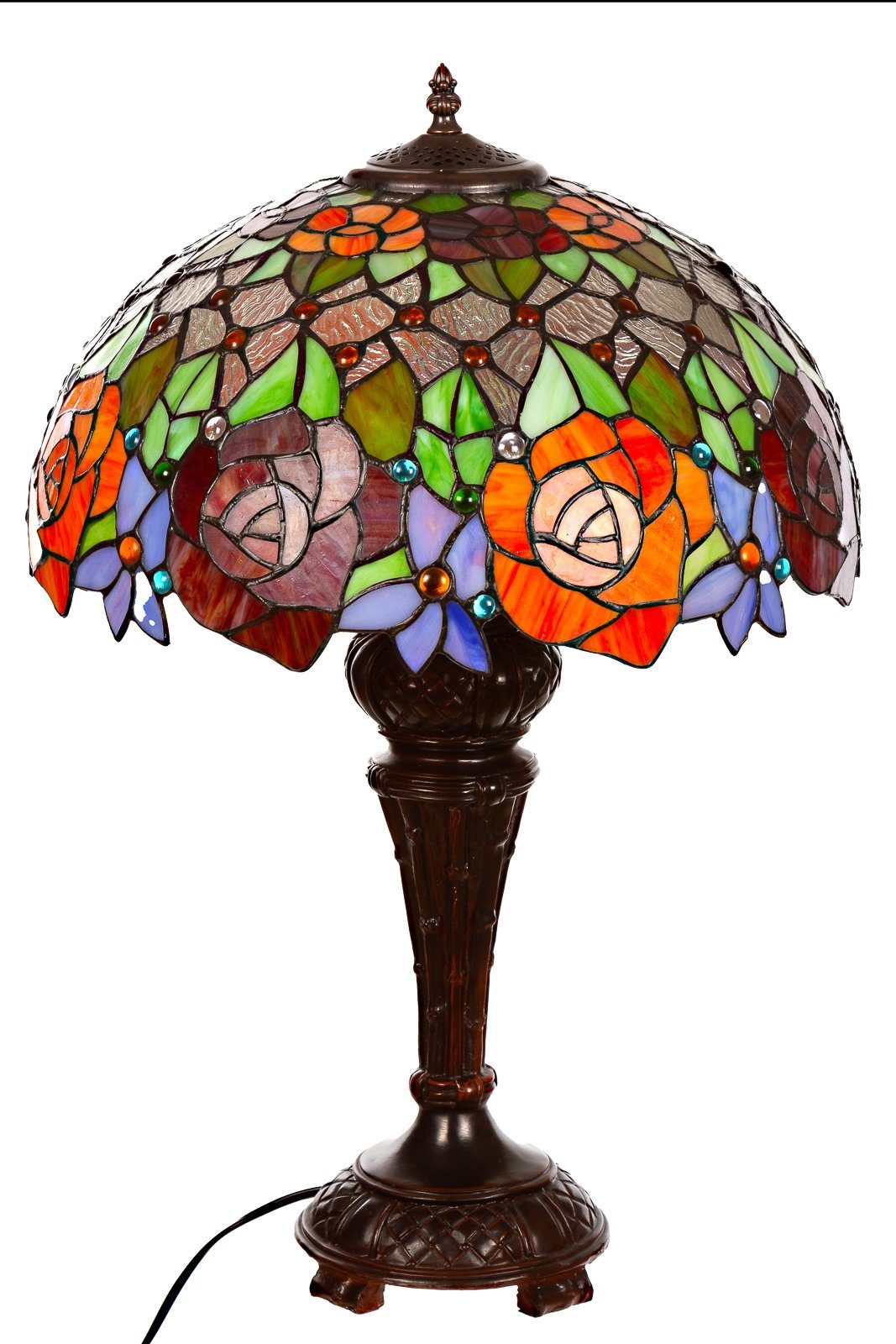 BIRENDY Stehlampe Lampe im Tiffany-Stil 16 Zoll Libelle Tiere Rose Tischlam günstig online kaufen