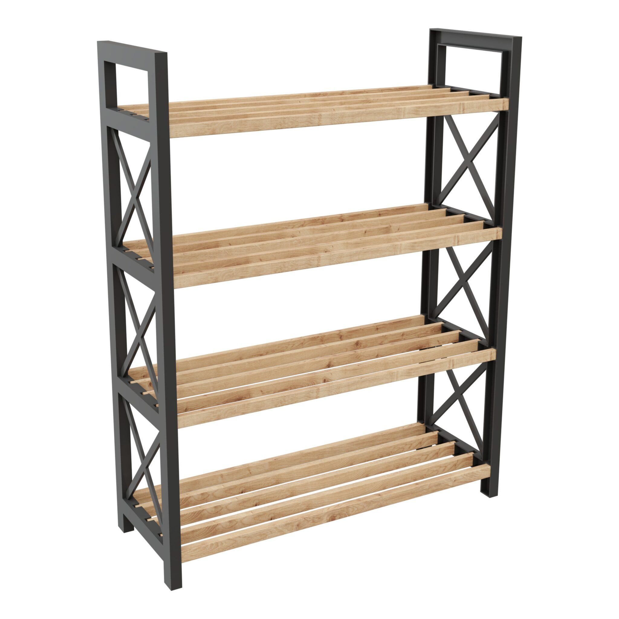 Brandloop Schuhregal Brandloop Schuhregal 4 Ebenen, 1,15 kg, MDF und Kunststoff, Schwarz