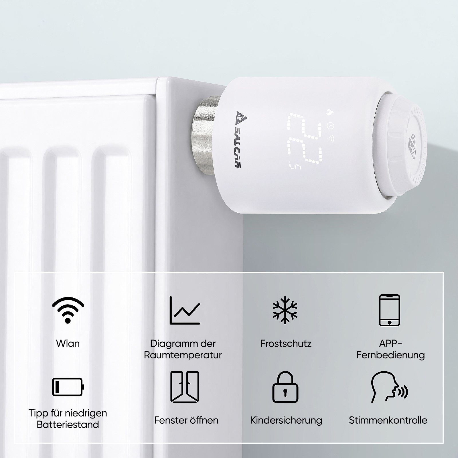 Salcar Heizkörperthermostat Smartes WiFi Heizungsthermostat, (1 günstig online kaufen