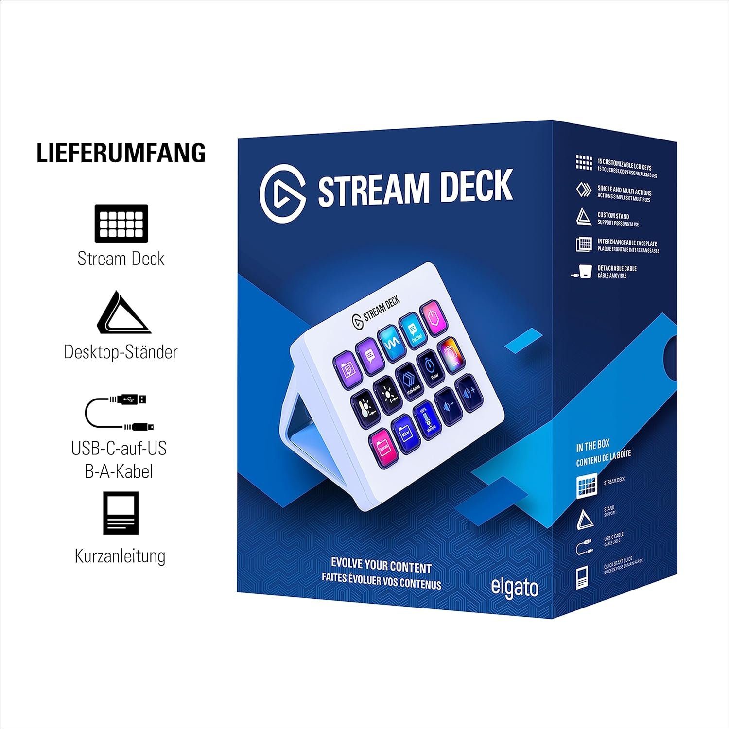 anpassbare Stream Elgato Studio LCD-Tasten MK.2 Weiß Controller PC Youtube, Streaming-Box Deck OBS 15 Twitch