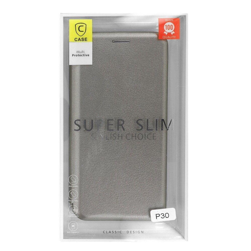 Handytasche Flip Schutzhülle für Huawei P30 Grau Handyhülle Tasche Schutz Case cnt (Flip Cover)