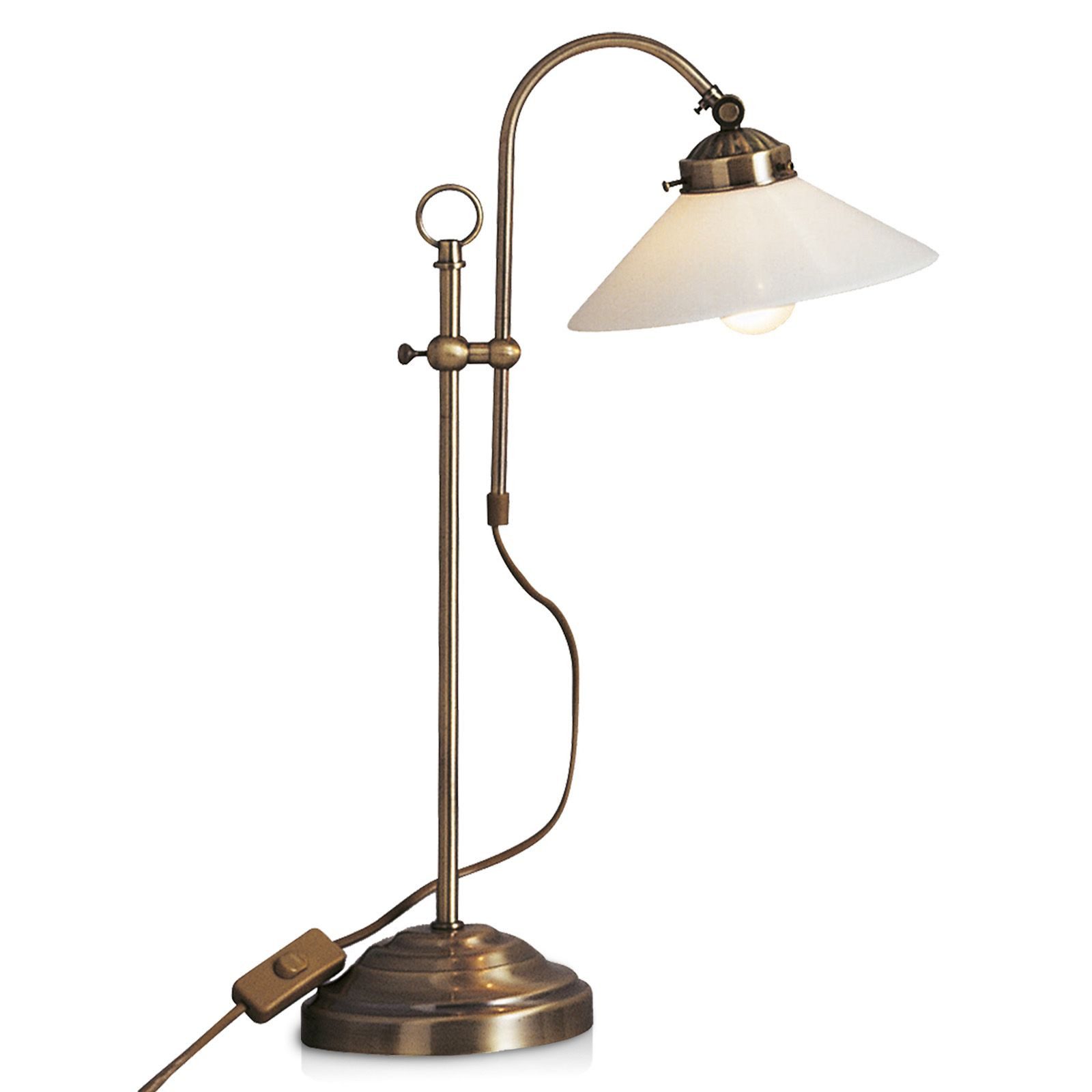 bmf-versand Tischleuchte Schreibtischlampe Landhaus LED Tischlampe Wohnzimmer Tischleuchte, höhenverstellbar, ohne Leuchtmittel, Nachttischlampe Altmessing