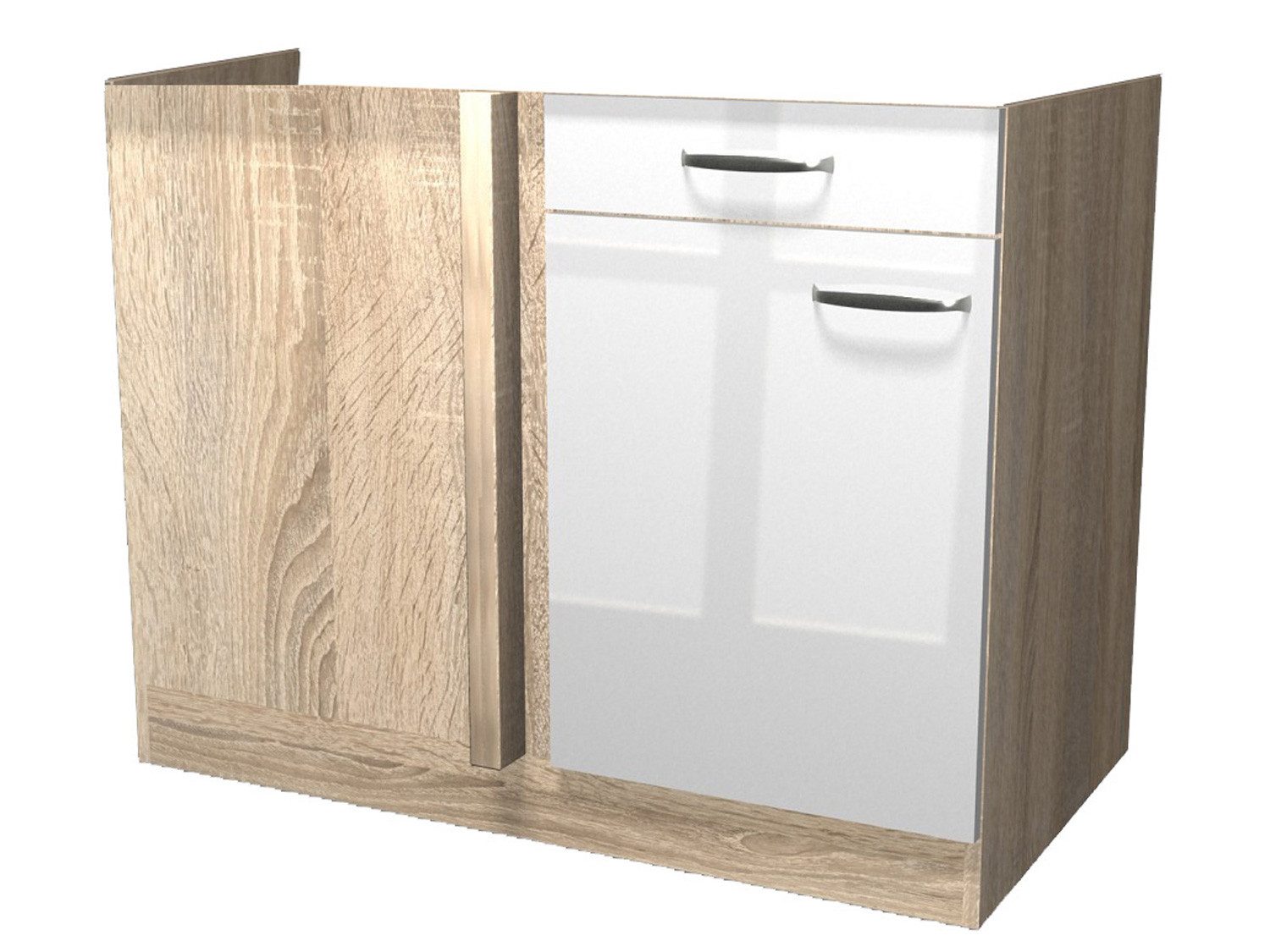 Flex-Well Eckunterschrank Eckunterschrank Küche ohne Arbeitsplatte - 100 cm breit - Hochglanz