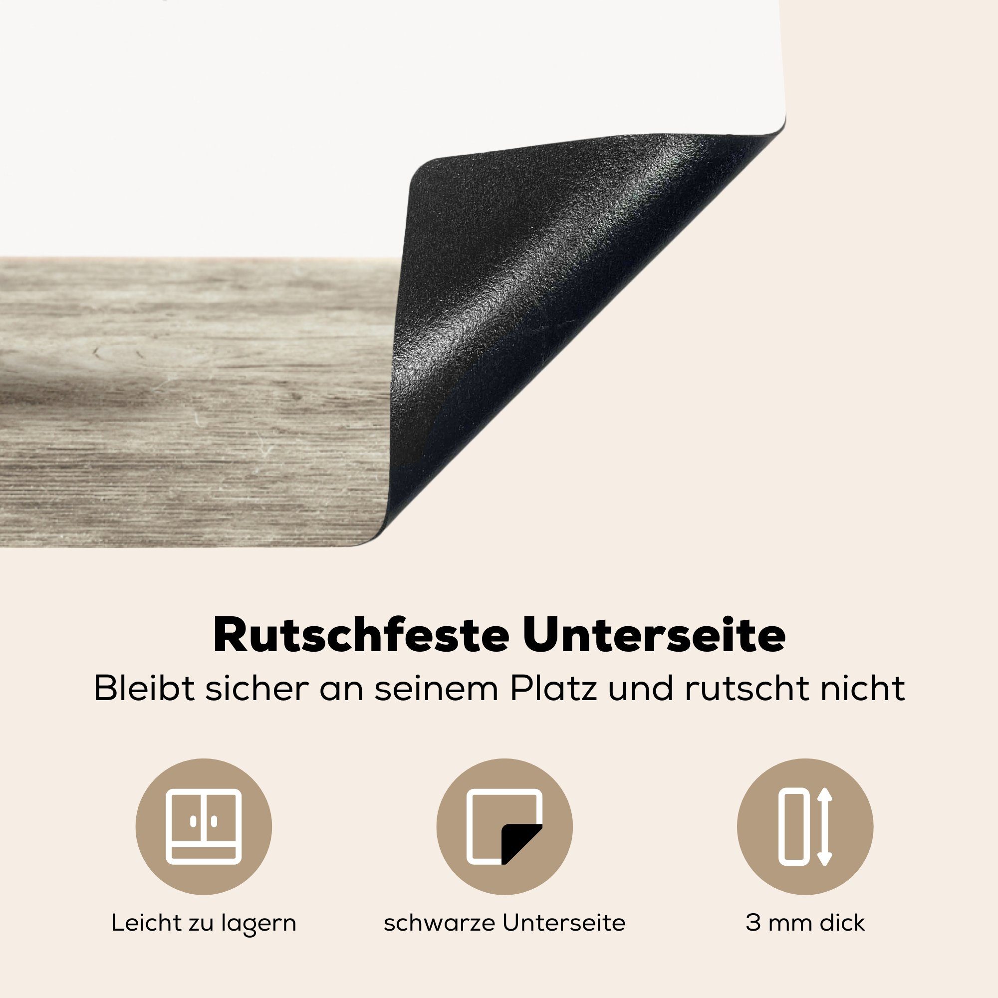 (1 für Herdblende-/Abdeckplatte Weiß, tlg), Arbeitsplatte MuchoWow Storch küche - Vinyl, Tiere cm, Ceranfeldabdeckung, - 78x78