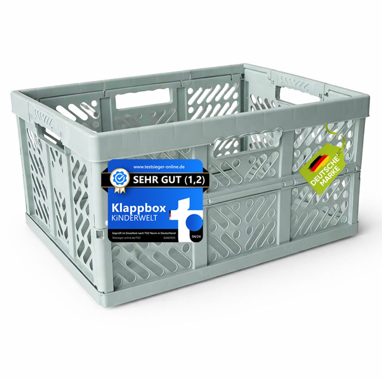 KiNDERWELT Klappbox Premium Faltbox 45 L bis 50 kg Soft-Touch Griffen, aus hochwertigem Kunststoff