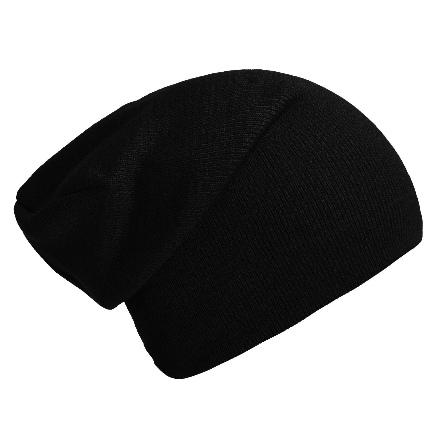 schwarz klassischer Schlauchmütze Mütze DonDon Wintermütze, 1-St) Slouch-Beanie (Packung, Beanie