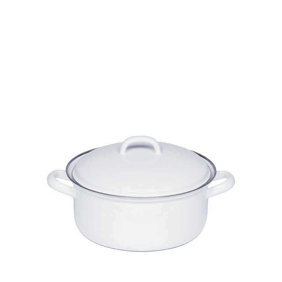 Riess Kasserolle Classic Weiss, Classic Weiß 14 cm / 0,75 L - Emaille