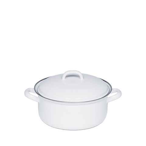 Riess Bratentopf Classic Weiss, Classic Weiß Kasserolle 14 cm / 0,75 L - Emaille