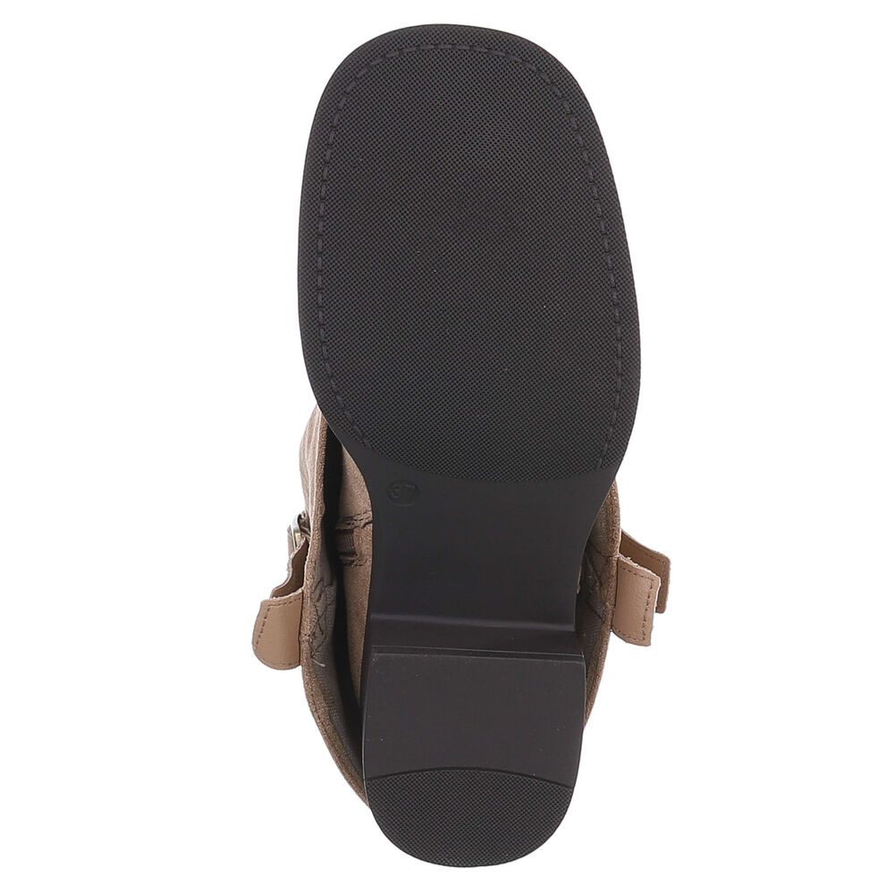 Ital-Design Damen Stiefel mit Schnalle – Komfortabel und Elegan Westernstiefel (90110063) Blockabsatz Stiefel in Schwarz