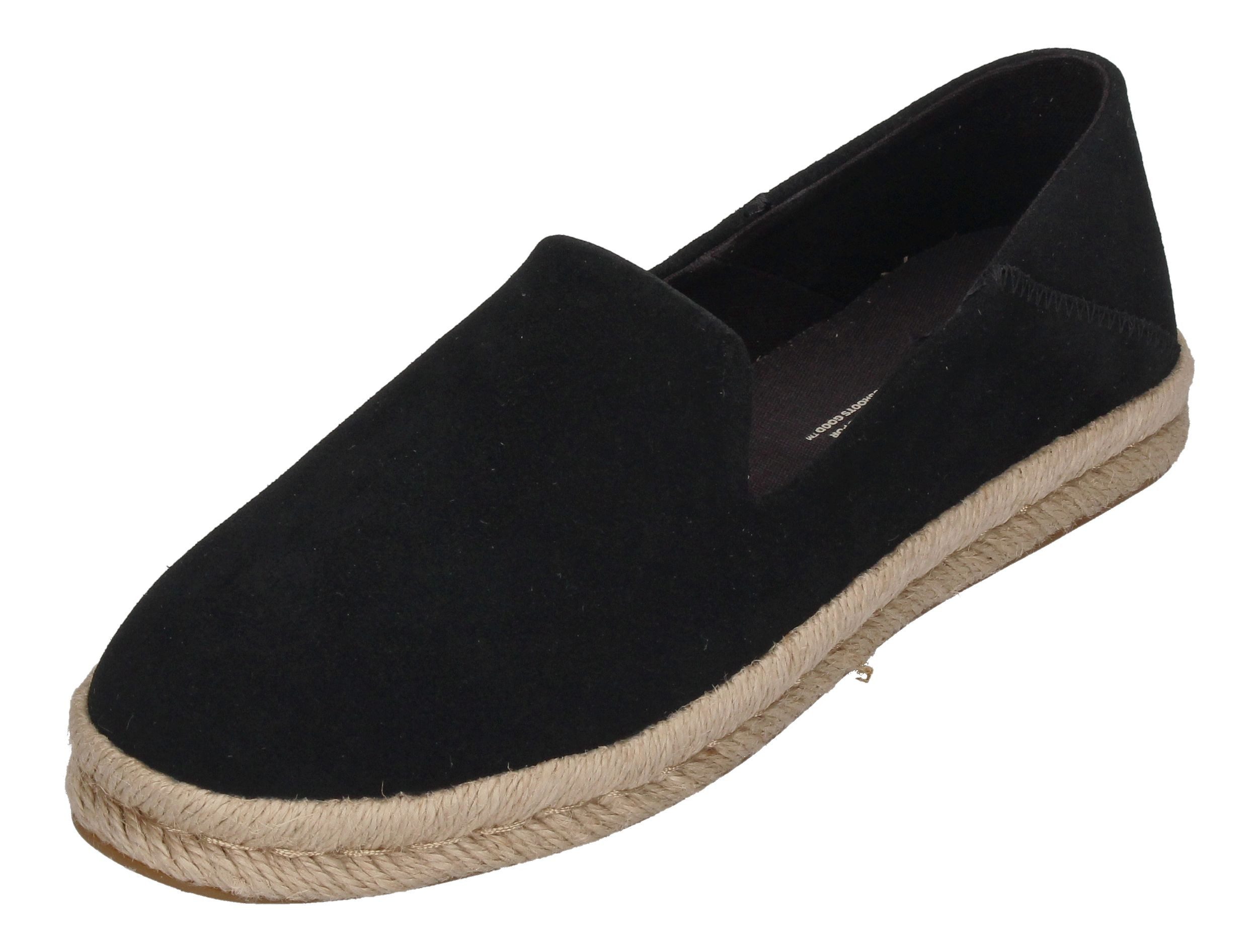 TOMS SANTIAGO Espadrille Black Suede
