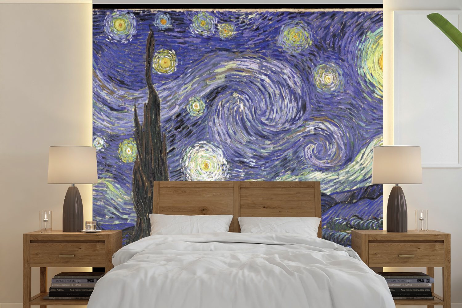 MuchoWow Fototapete Sternennacht - Vincent van Gogh, Matt, bedruckt, (5 St), Vinyl Tapete für Wohnzimmer oder Schlafzimmer, Wandtapete