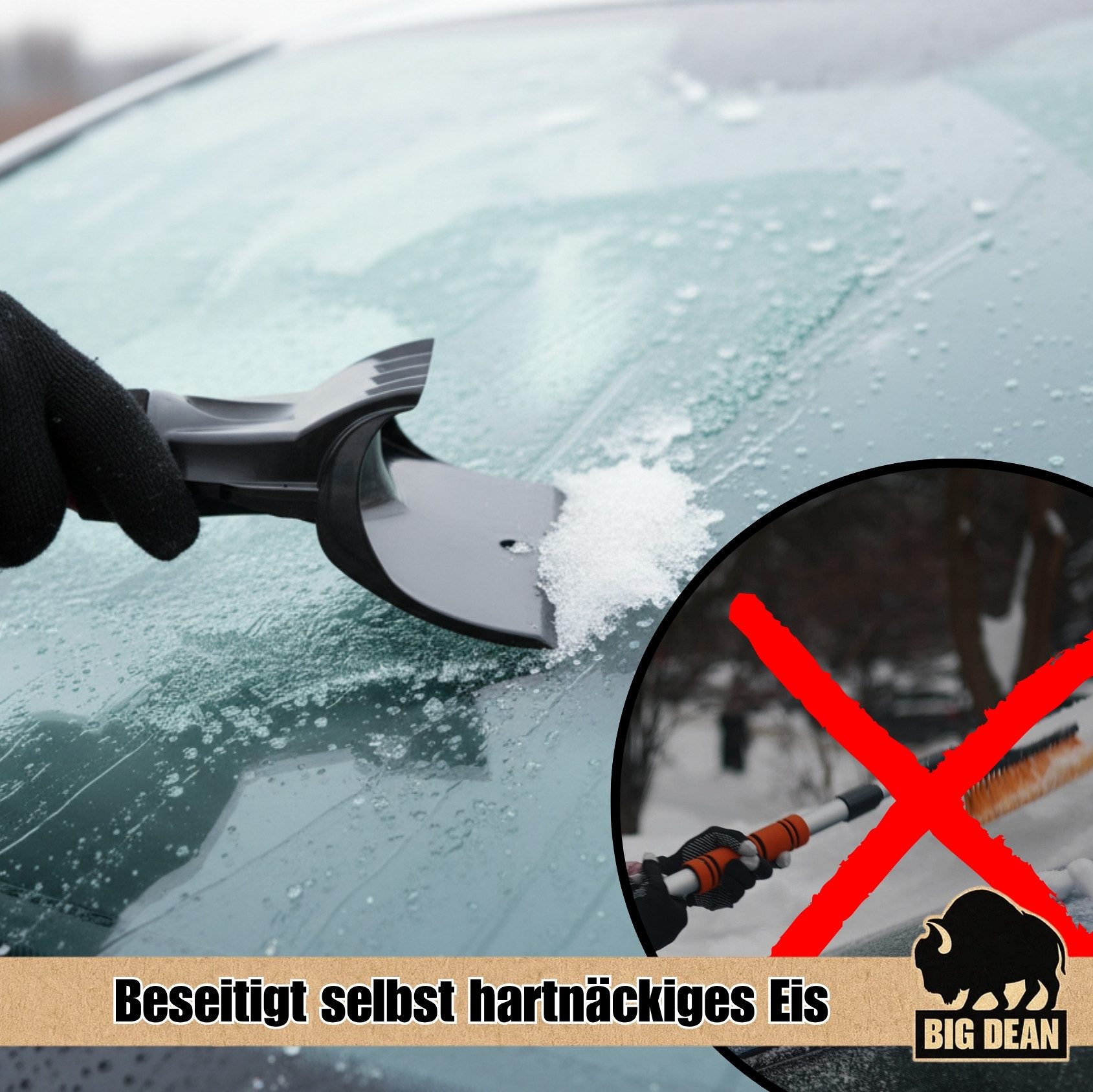 BigDean Professional Ice Scraper for Cars, Windshield Scraper, Robust ABS Plastic