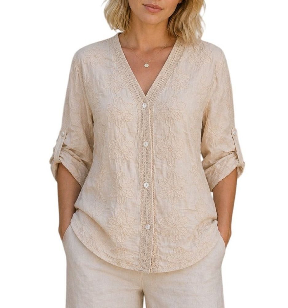 Mississhop Spitzenbluse Damen Bluse Baumwolle Sommer Stickerei Gr. 36–40