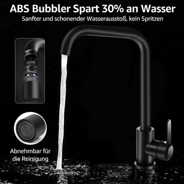 MULISOFT Spültischarmatur Abnehmbarer Sprudler Wasserhahn, SUS304 Edelstahl Küchenarmatur Spültischarmatur mit Hoher Auslauf, Küchenspüle G3/8'' Anschlüsse