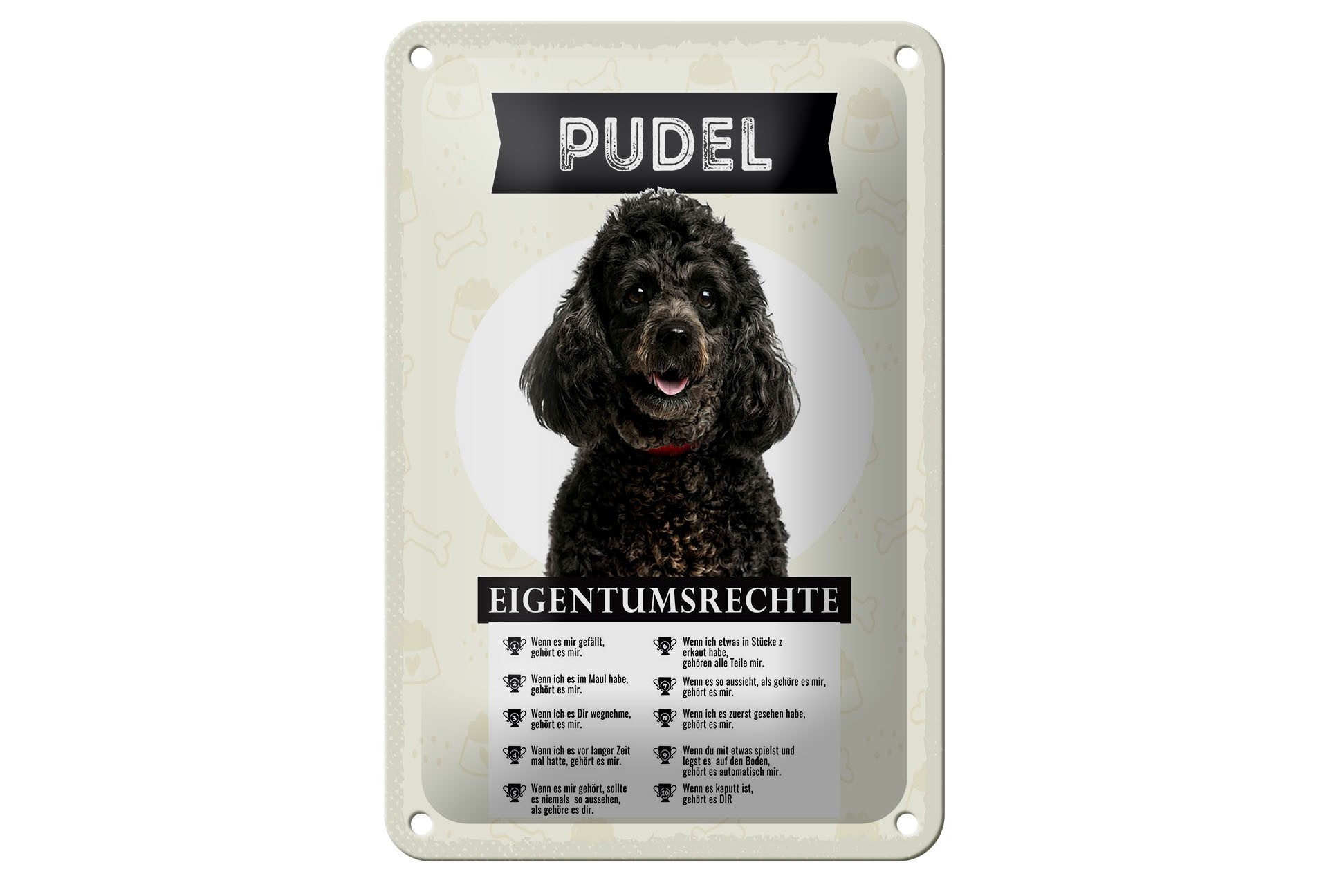 Metallschild Spruch 12x18cm Pudel Eigentumsrechte