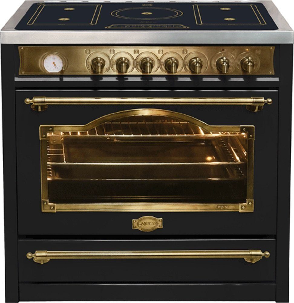 Kaiser Küchengeräte Induktions Herd-Set HC 93655 IEm+T 4000 Em, mit 1-fach-Teleskopauszug, Elektro Standherd 90 cm+Retro-Toaster