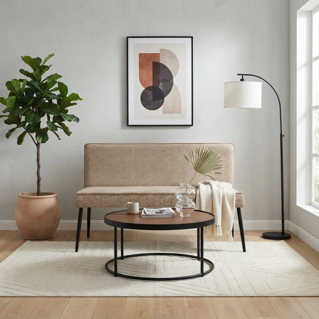YOZI Sitzbank Essbank mit Taschenfederkern Dunkelgrau/Beige schwarze Metallbeine (Packung, nur Essbank), Frei im Raum stellar