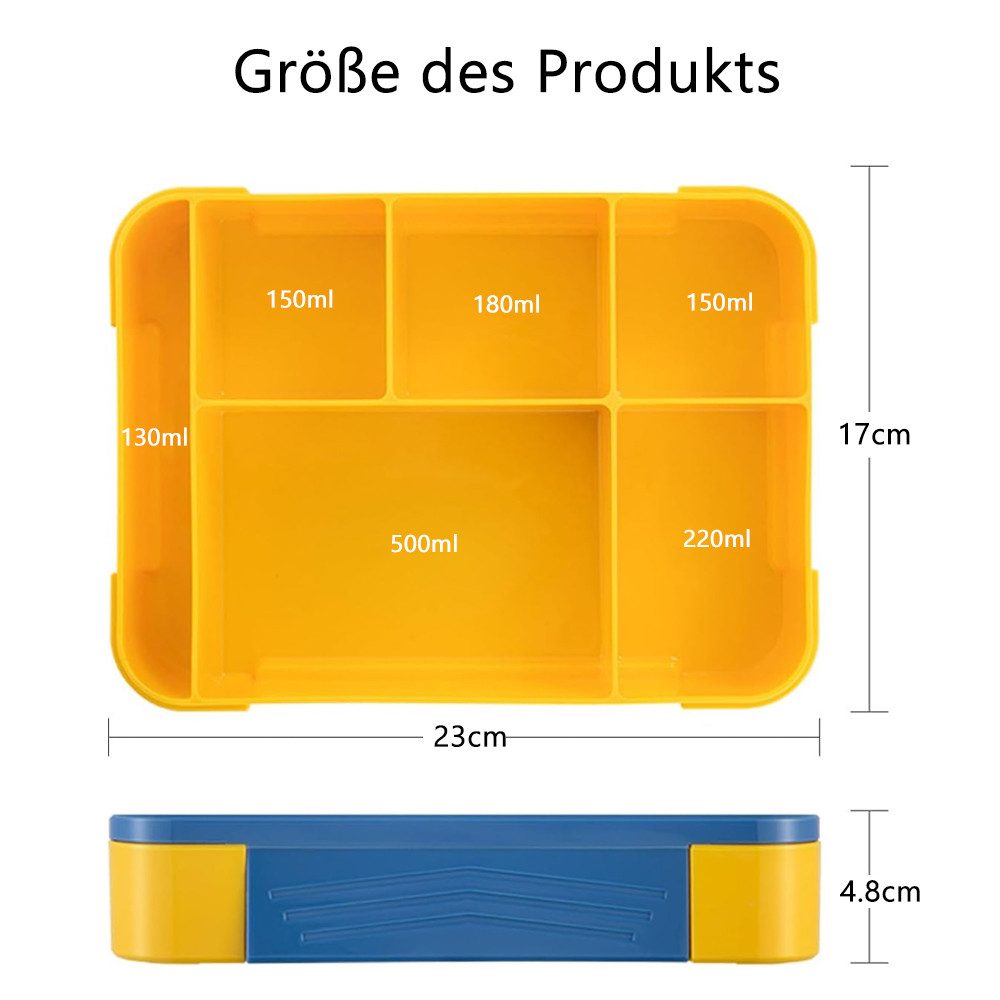 TUWENA Lunchbox Brotdose Kinder mit Fächern, 1330ml auslaufsichere Lunchbox, Snackbox