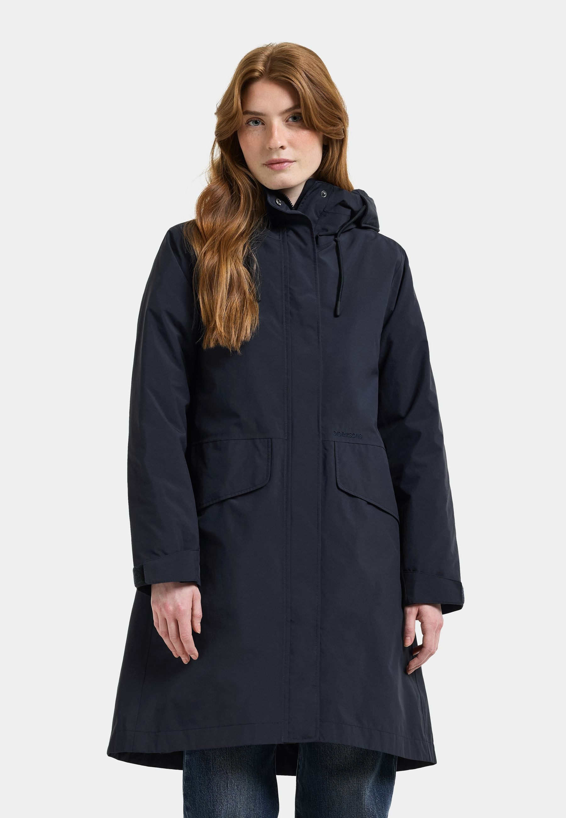 Didriksons Parka Damen Übergangsjacke Mantel Wasserdicht NEA mit Kapuze mit Taschen