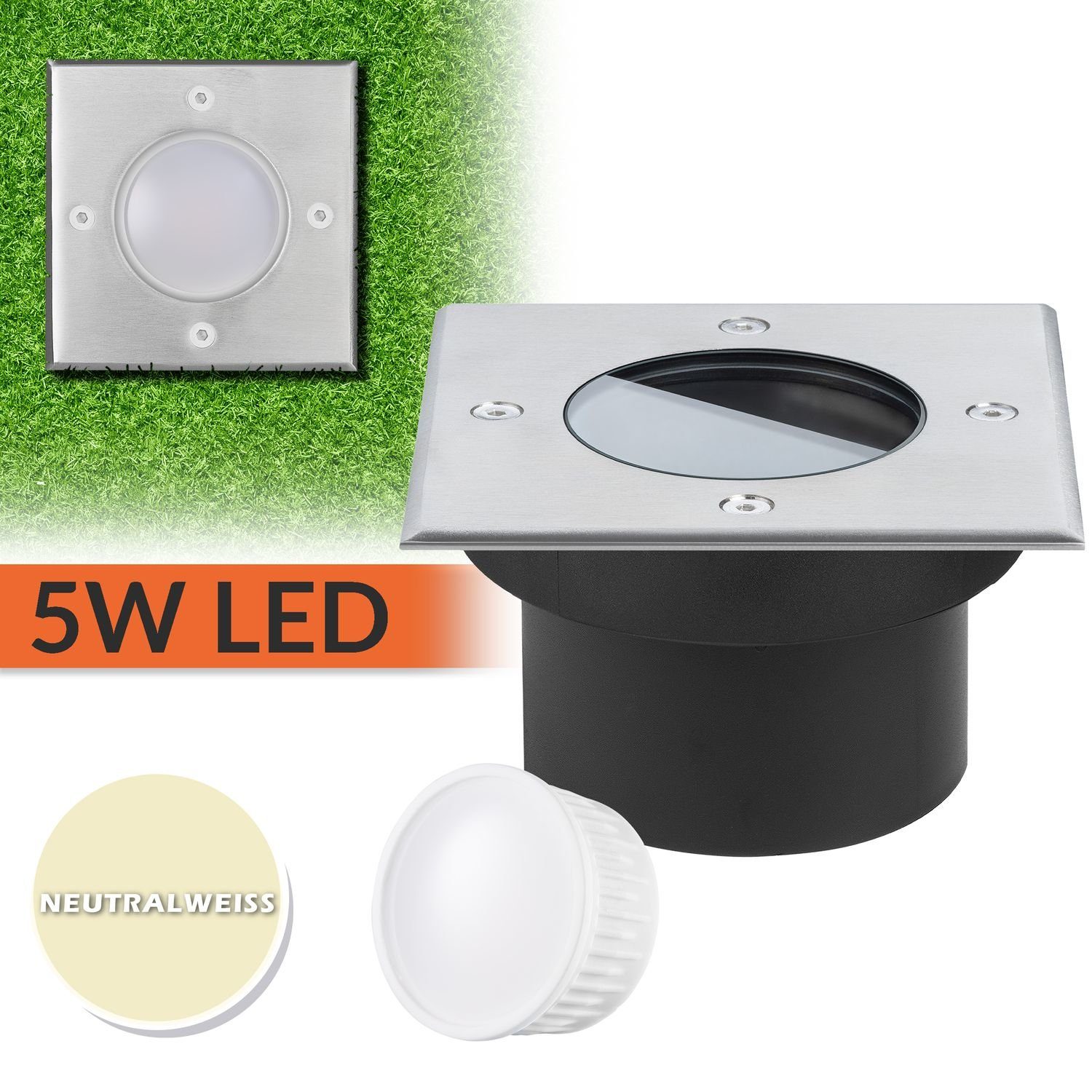 LEDANDO LED Einbaustrahler Flacher LED L von tauschbarem LED mit Leuchtmittel Bodeneinbaustrahler