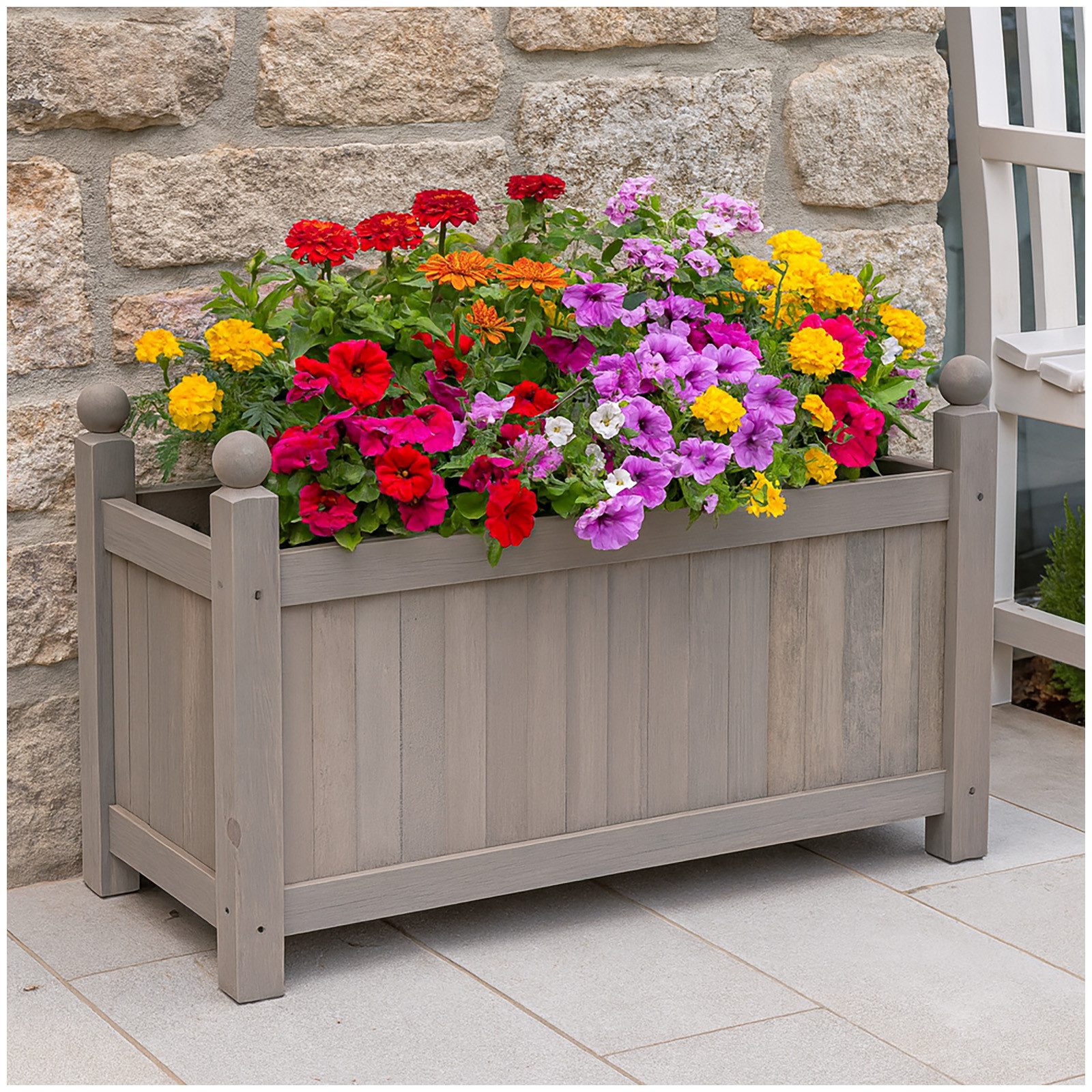 HTI-Living Blumenkasten Holz-Pflanzkasten in Grau (Stück, 1 St., 1 Blumenkasten), Pflanztrog Blumenkübel Pflanzkasten